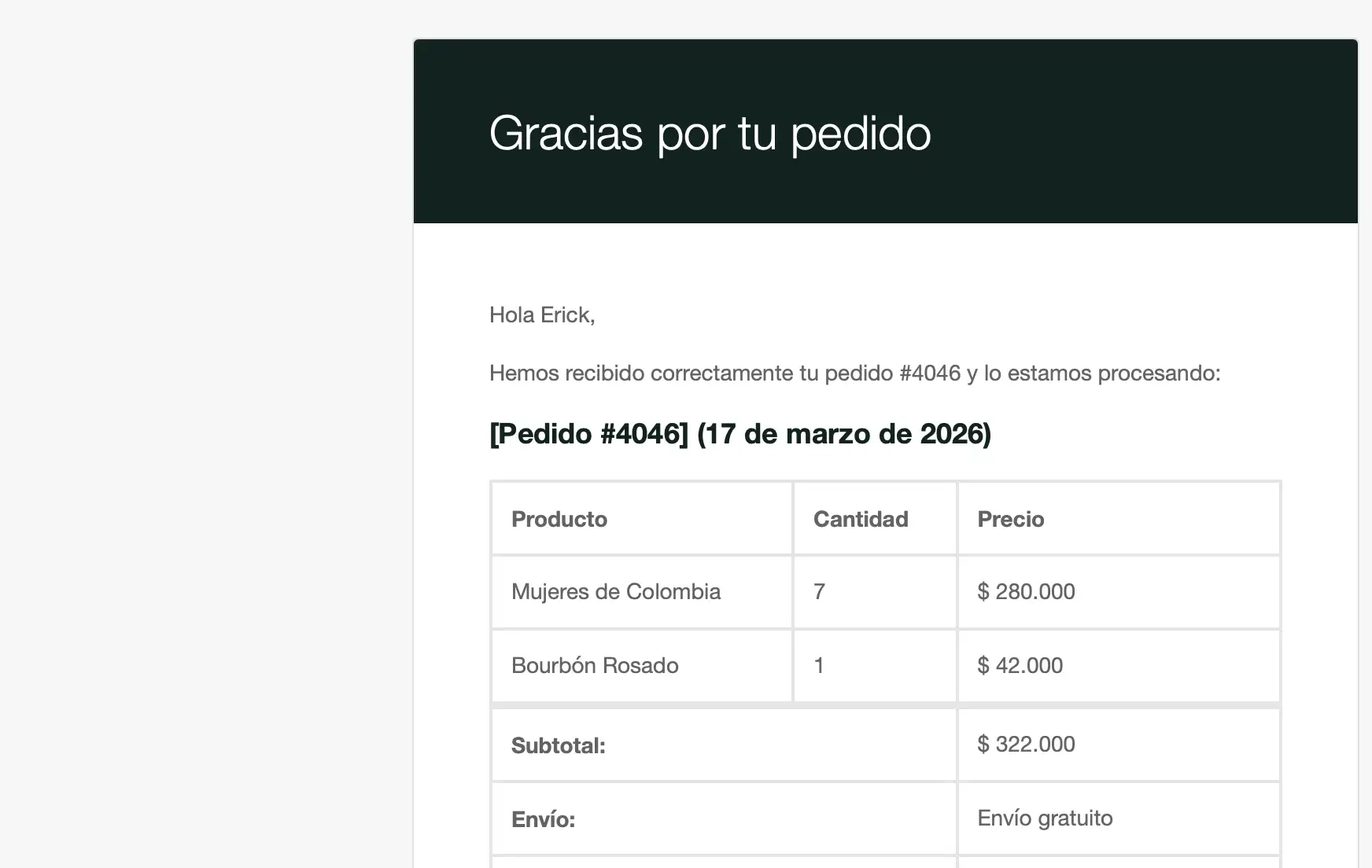 Paso 5: confirmación y seguimiento del pedido